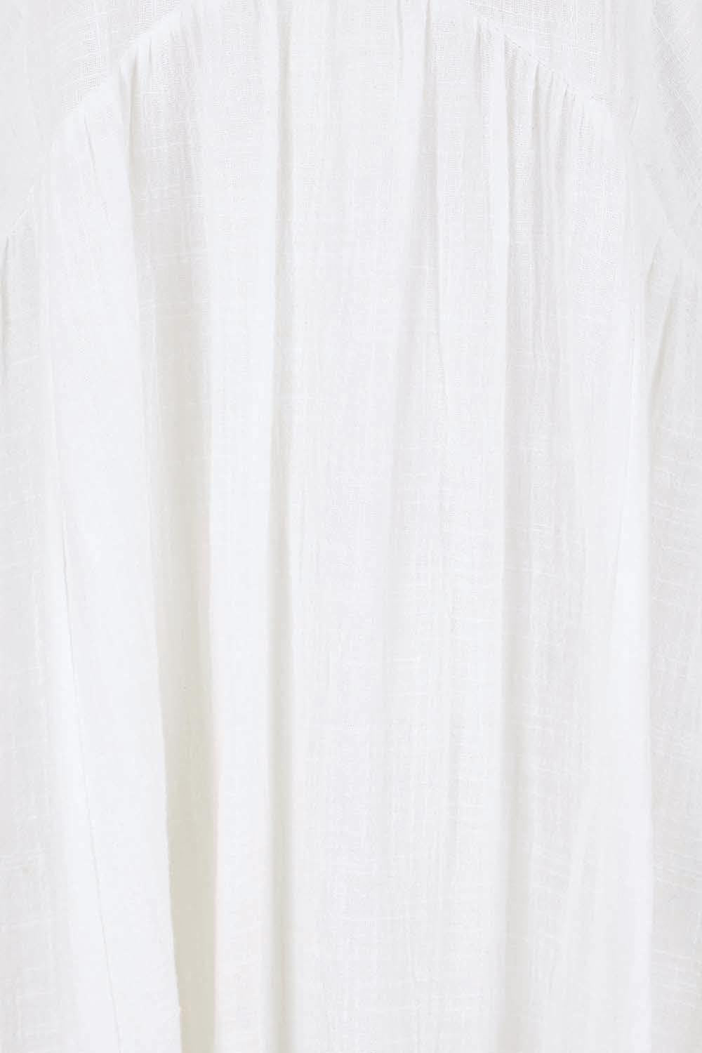 Product shot of the Cute As A Button Cotton Midi Dress – White in colour White, showing detail