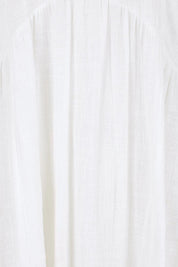 Product shot of the Cute As A Button Cotton Midi Dress – White in colour White, showing detail