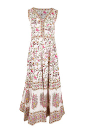 Product shot of the Sweet Feels Cotton Maxi Dress - Creamfleur in colour Creamfleur, from the front