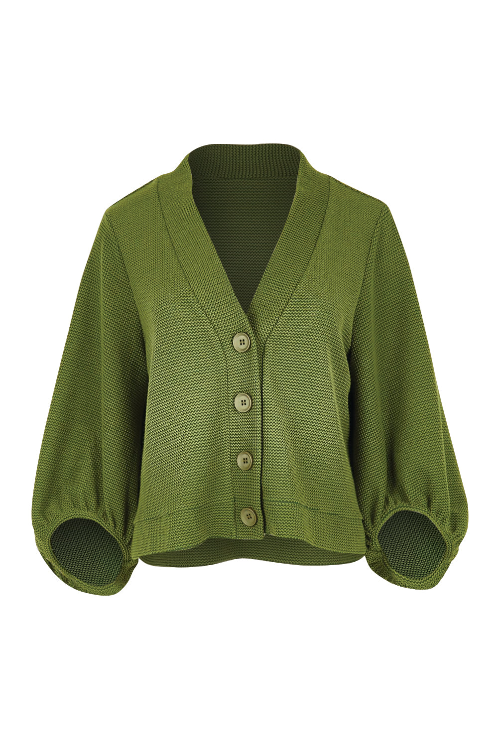 Product shot of the Easy Day Balloon Sleeve Cropped Cardi – Lush in colour Lush, from the front