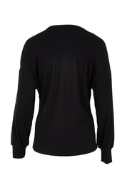 Product shot of the Cross My Heart Sweater – Black in colour Black, from the back