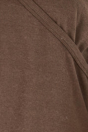 Product shot of the Cross My Heart Sweater – Chocolate in colour Chocolate, showing detail