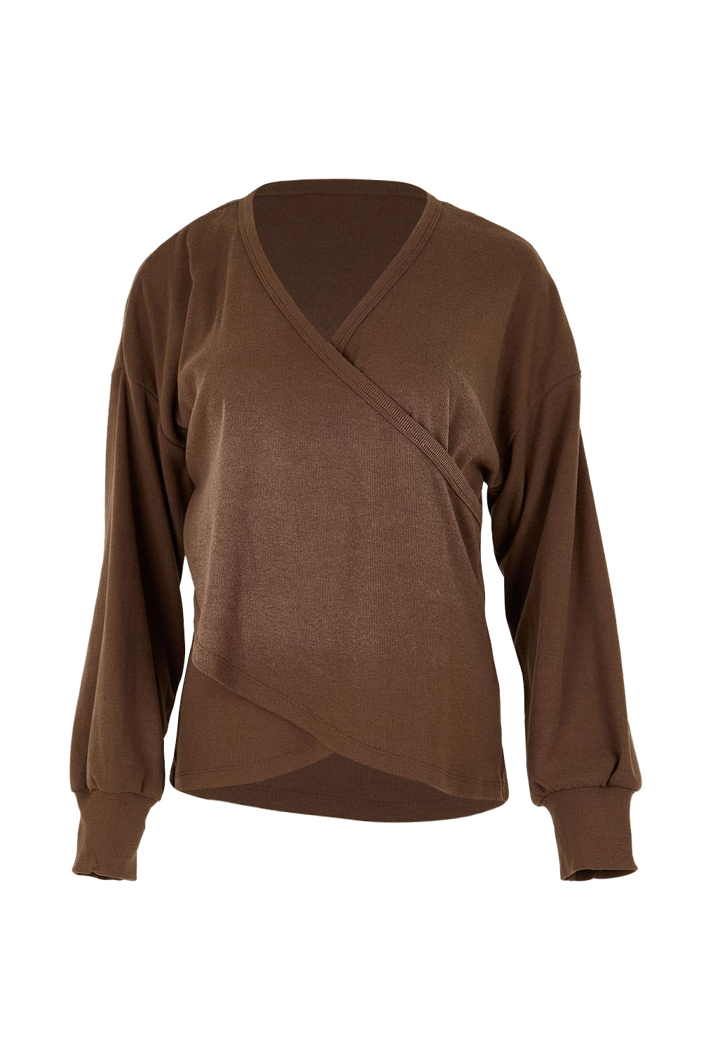 Product shot of the Cross My Heart Sweater – Chocolate in colour Chocolate, from the front