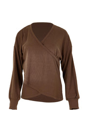 Product shot of the Cross My Heart Sweater – Chocolate in colour Chocolate, from the front