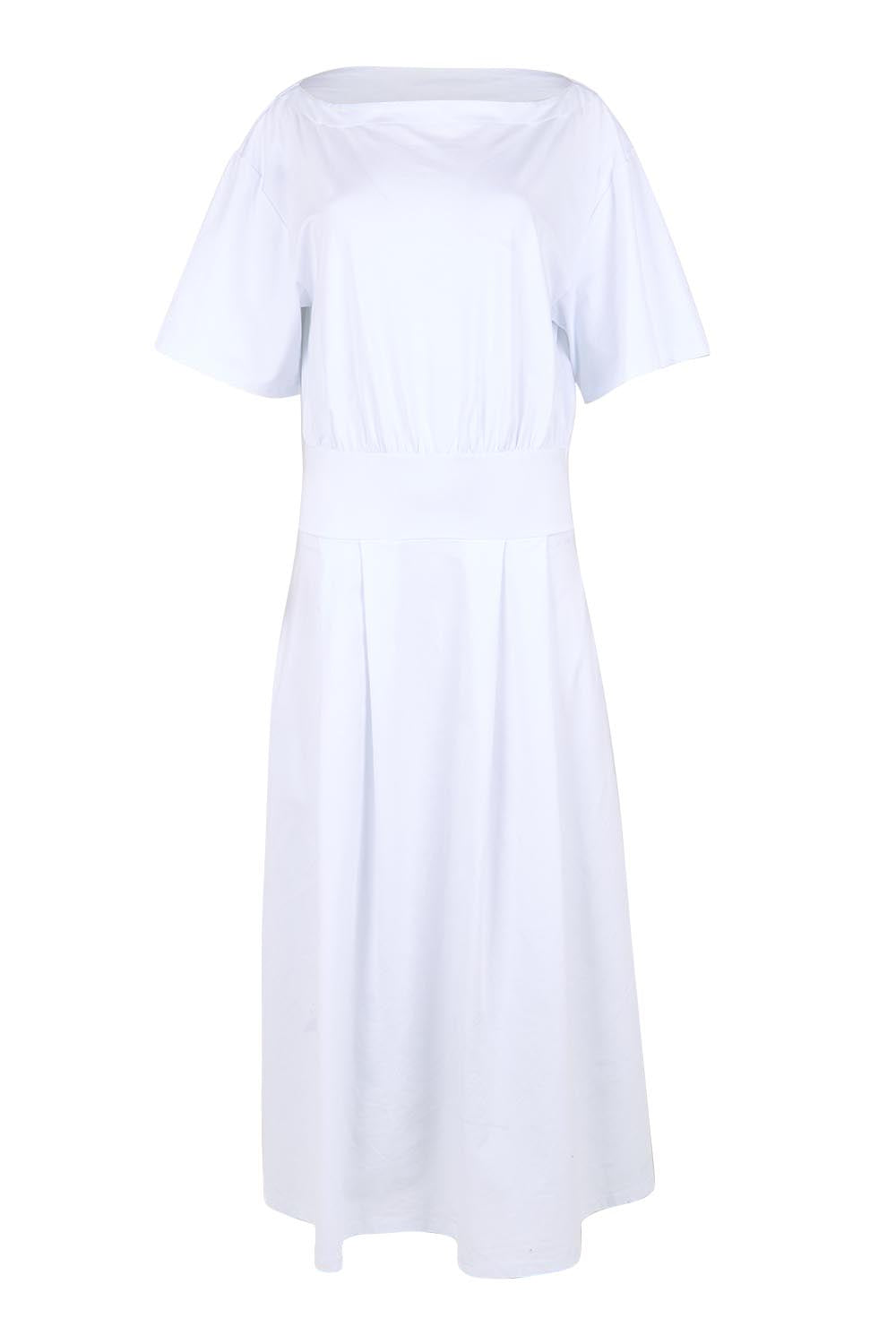 Product shot of the Good Feels Maxi Tee Dress - White in colour White, from the front