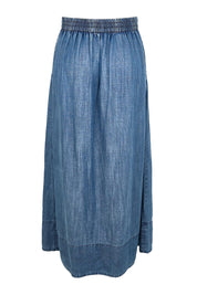 Product shot of the Perfect Day Pleat Detail Lyocell Maxi Skirt – Denim in colour Denim, from the back