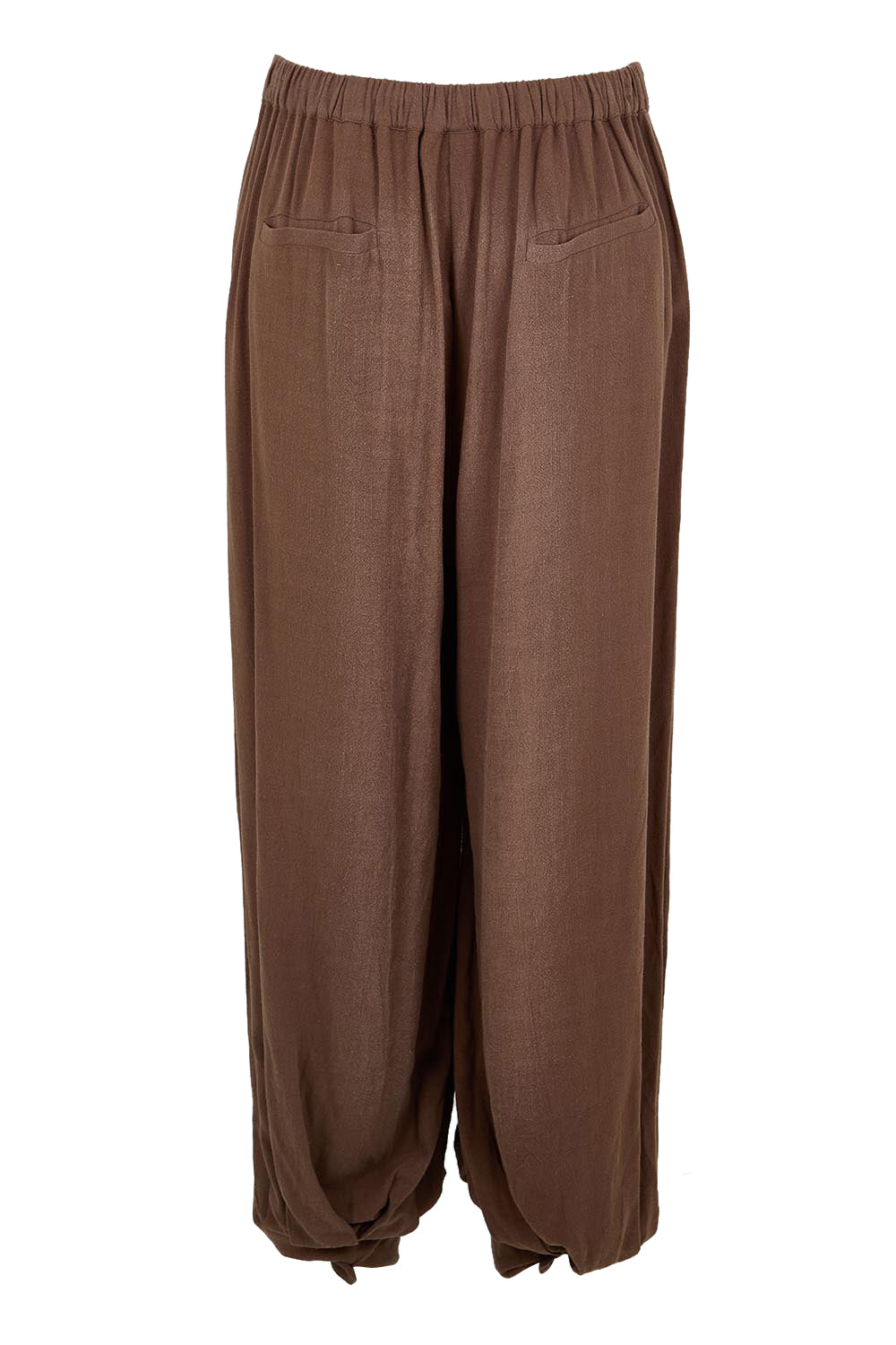 Product shot of the All Day Pull On Balloon Pants - Milkchoc in colour Milkchoc, from the back