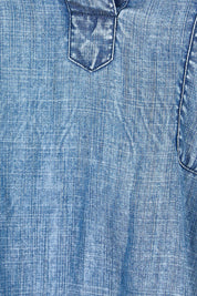 Product shot of the Perfect Day Lyocell Popover Shirt – Denim in colour Denim, showing detail