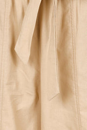 Product shot of the Take Me Anywhere Linen Cotton Wide Leg Pants – Wheat in colour Wheat, showing detail