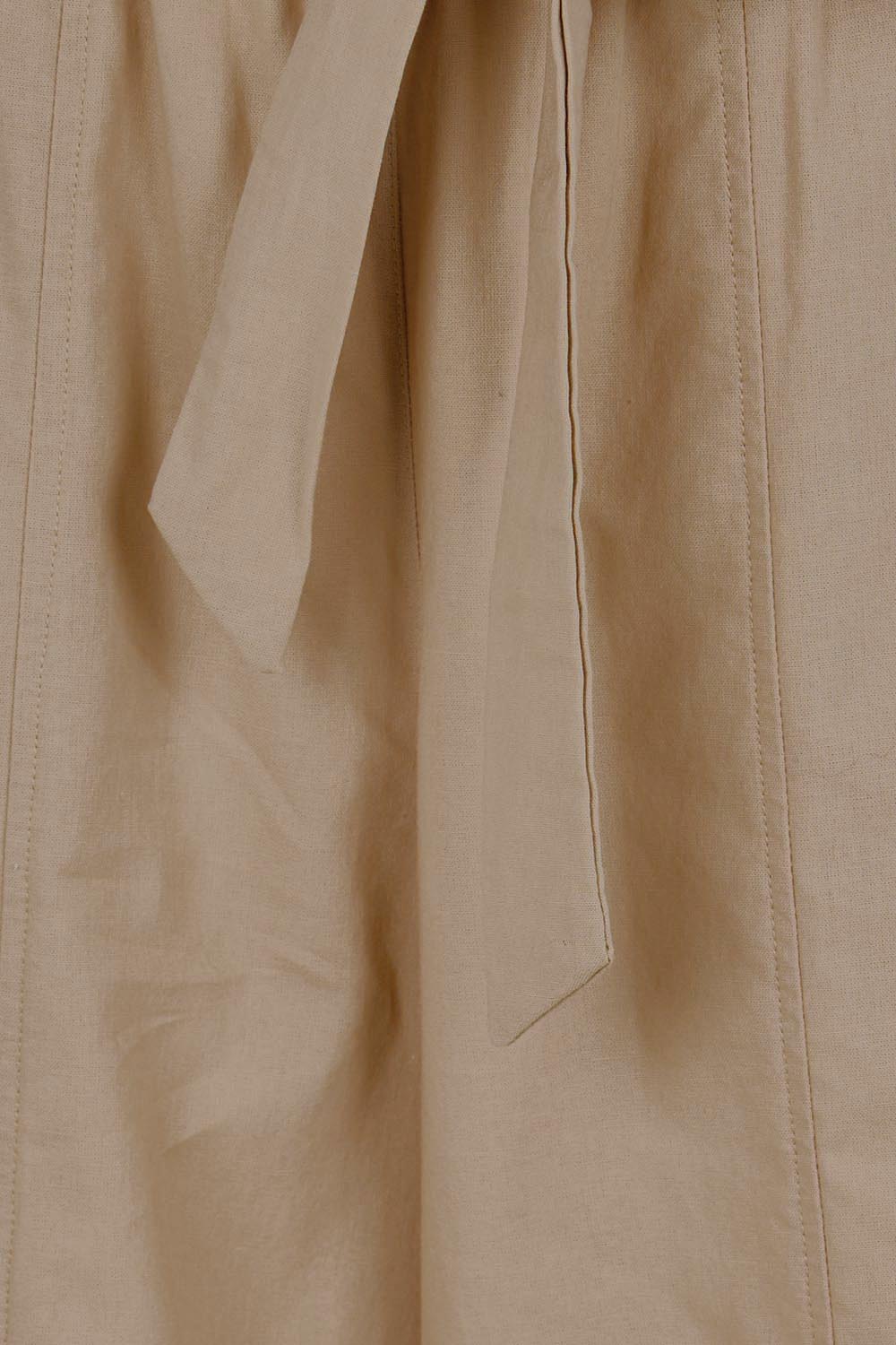 Product shot of the Take Me Anywhere Linen Cotton Wide Leg Pants – Wheat in colour Wheat, showing detail
