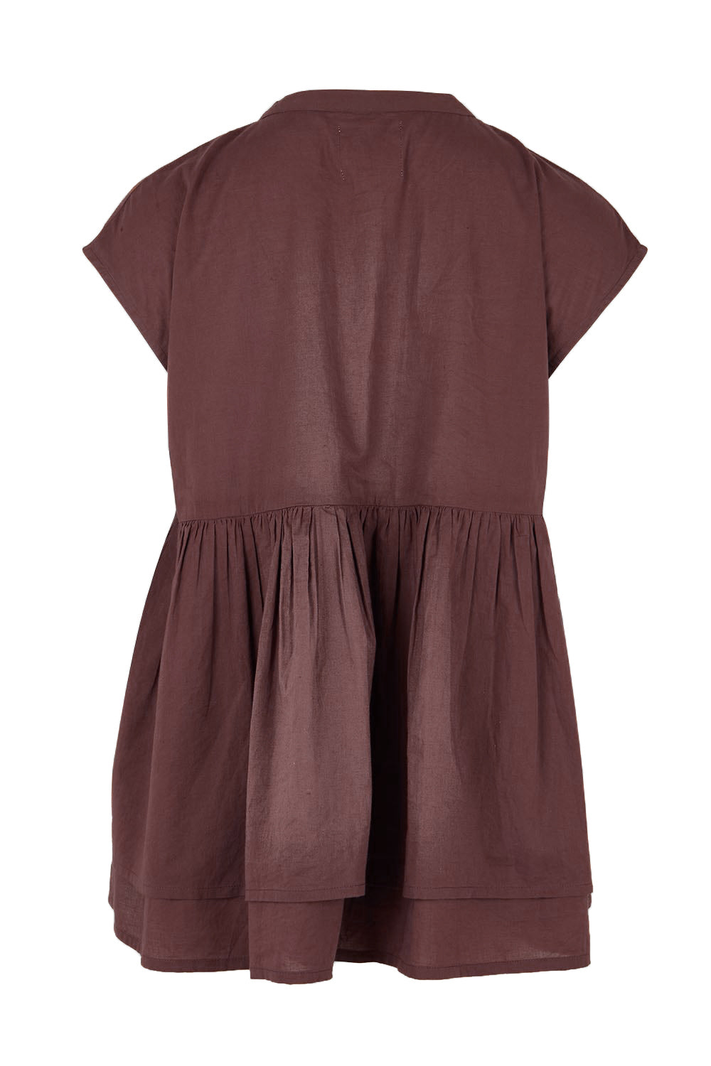 Product shot of the Easy Love Pintuck Cotton Blouse – Chocolate in colour Chocolate, from the back