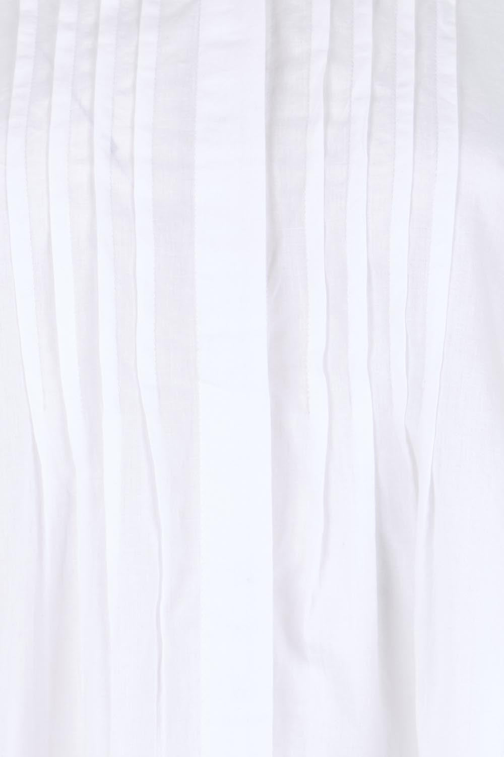 Product shot of the Easy Love Pintuck Cotton Blouse – White in colour White, showing detail