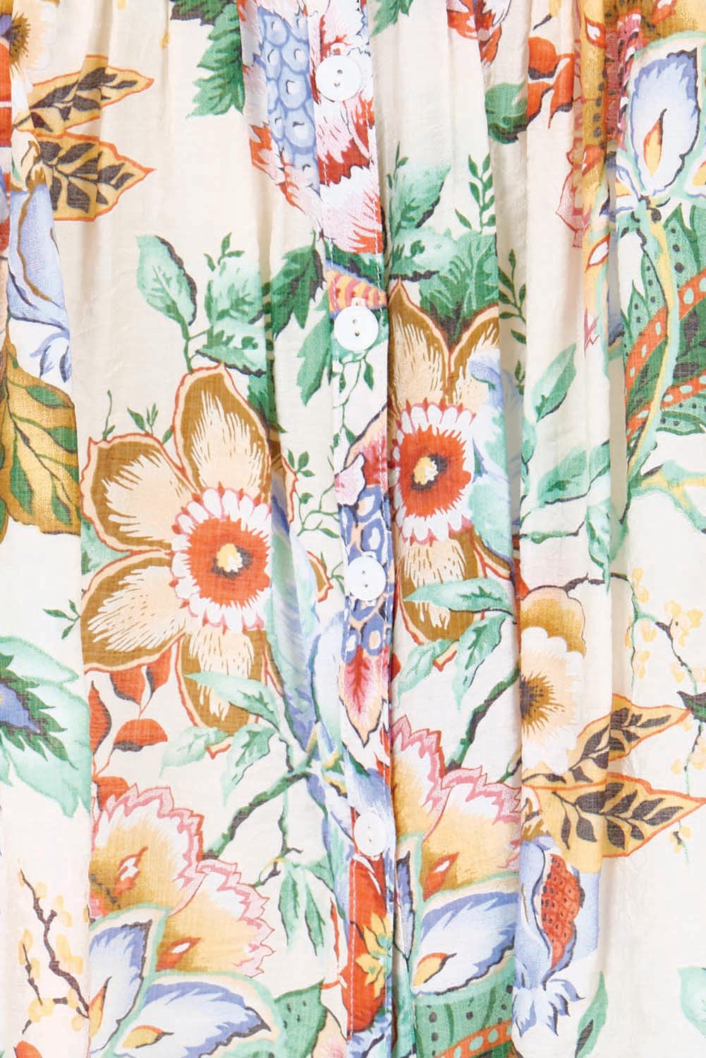 Product shot of the Sunny Day Pleated Short Sleeve Blouse – Fleur in colour Fleur, showing detail