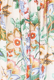 Product shot of the Sunny Day Pleated Short Sleeve Blouse – Fleur in colour Fleur, showing detail