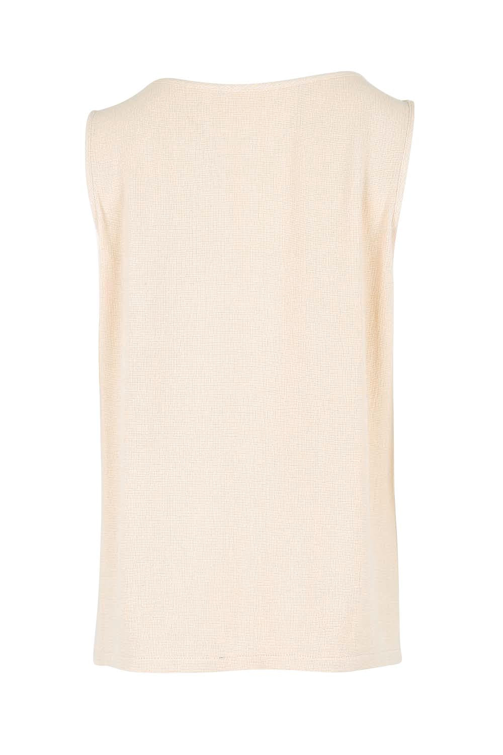 Product shot of the Summer Daze Linen Blend Knit Tank – Sand in colour Sand, from the back