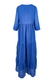 Product shot of the Summer Sun Cotton Maxi Dress – Cornflower in colour Cornflower, from the back