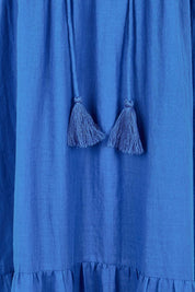 Product shot of the Summer Sun Cotton Maxi Dress – Cornflower in colour Cornflower, showing detail