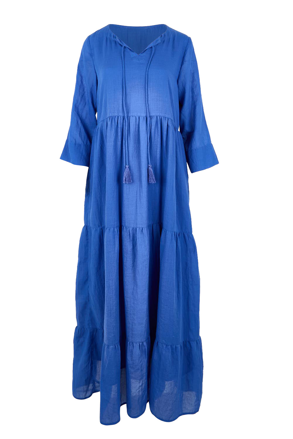 Product shot of the Summer Sun Cotton Maxi Dress – Cornflower in colour Cornflower, from the front