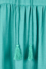 Product shot of the Summer Sun Cotton Maxi Dress – Lagoon in colour Lagoon, showing detail