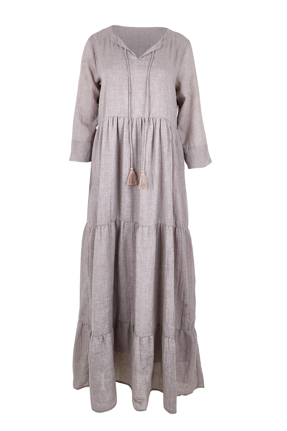 Product shot of the Summer Sun Cotton Maxi Dress – Latte in colour Latte, from the front