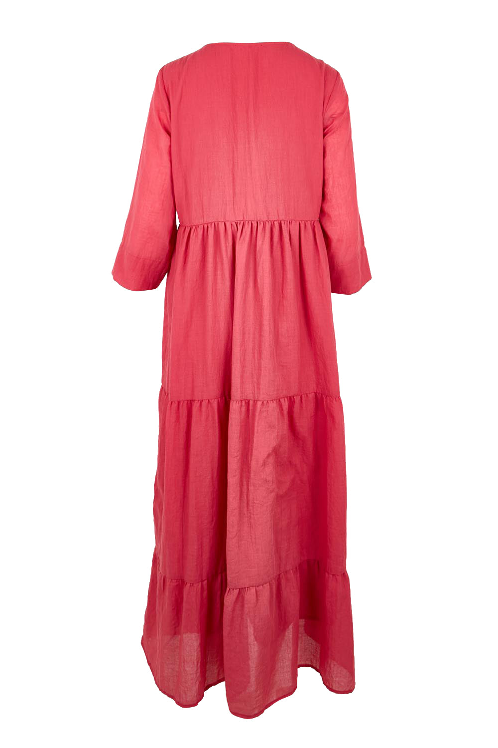 Product shot of the Summer Sun Cotton Maxi Dress – Melon in colour Melon, from the back