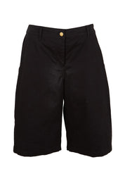 Product shot of the Want You In My Life Long Line Shorts – Black in colour Black, from the front