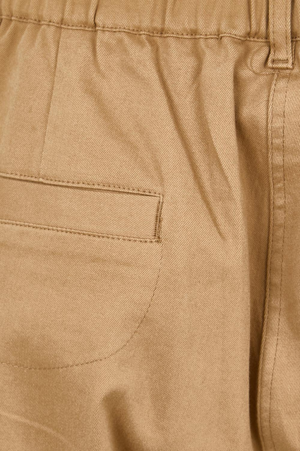Product shot of the Want You In My Life Long Line Shorts – Camel in colour Camel, showing detail