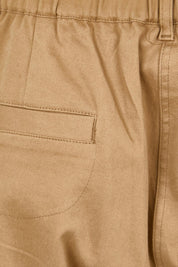 Product shot of the Want You In My Life Long Line Shorts – Camel in colour Camel, showing detail