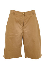 Product shot of the Want You In My Life Long Line Shorts – Camel in colour Camel, from the front