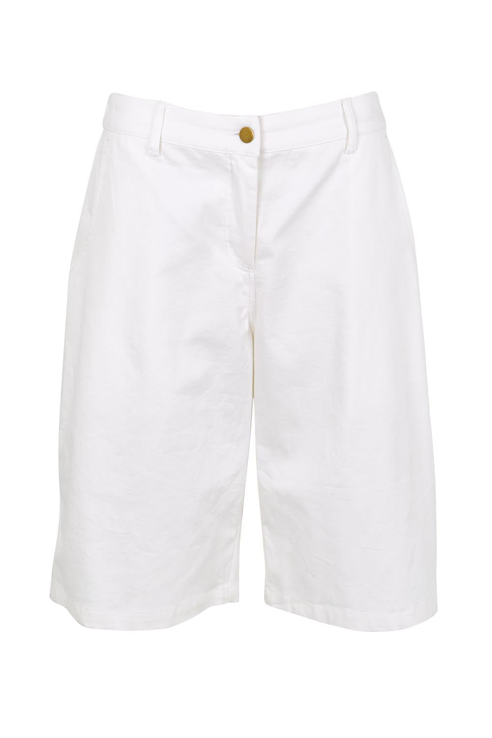 Product shot of the Want You In My Life Long Line Shorts – White in colour White, from the front