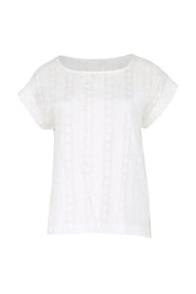Product shot of the Morning Light Cotton Top – White in colour White, from the front