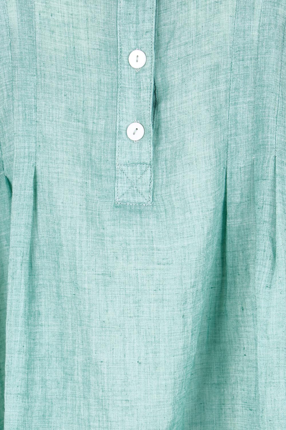 Product shot of the Pleated Delight Cotton Blouse – Mint in colour Mint, showing detail
