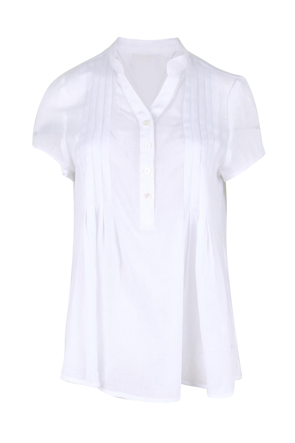 Product shot of the Pleated Delight Cotton Blouse – White in colour White, from the front