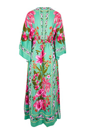 Product shot of the Wild Meadow Maxi Dress - Greenfleur in colour Greenfleur, from the back