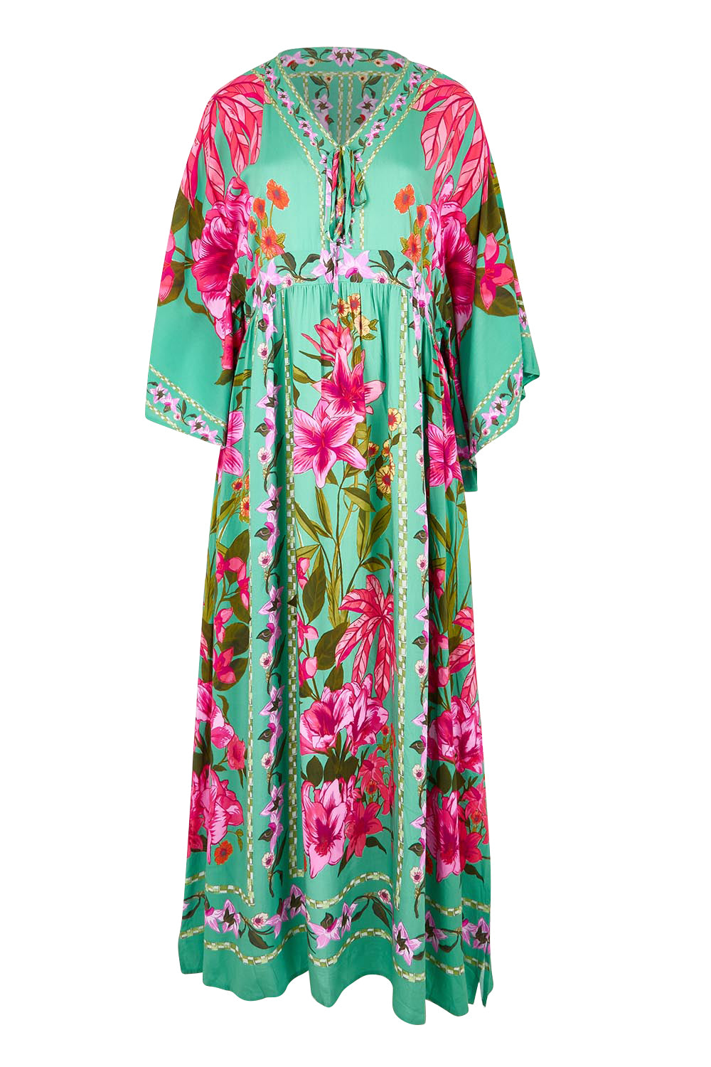Product shot of the Wild Meadow Maxi Dress - Greenfleur in colour Greenfleur, from the front