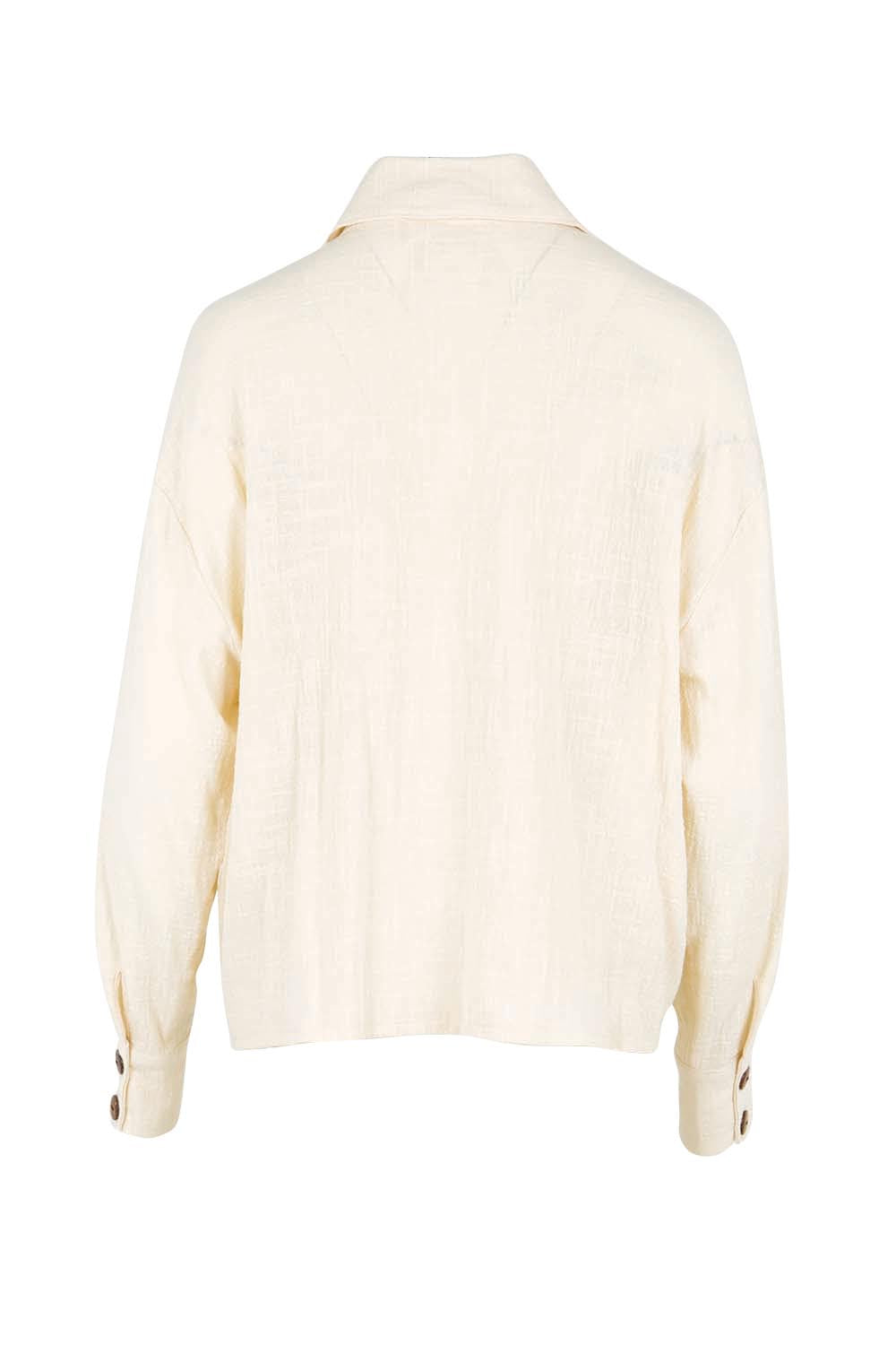 Product shot of the Cute As A Button Cotton Shirt - Birch in colour Birch, from the back