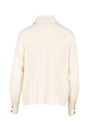 Product shot of the Cute As A Button Cotton Shirt - Birch in colour Birch, from the back