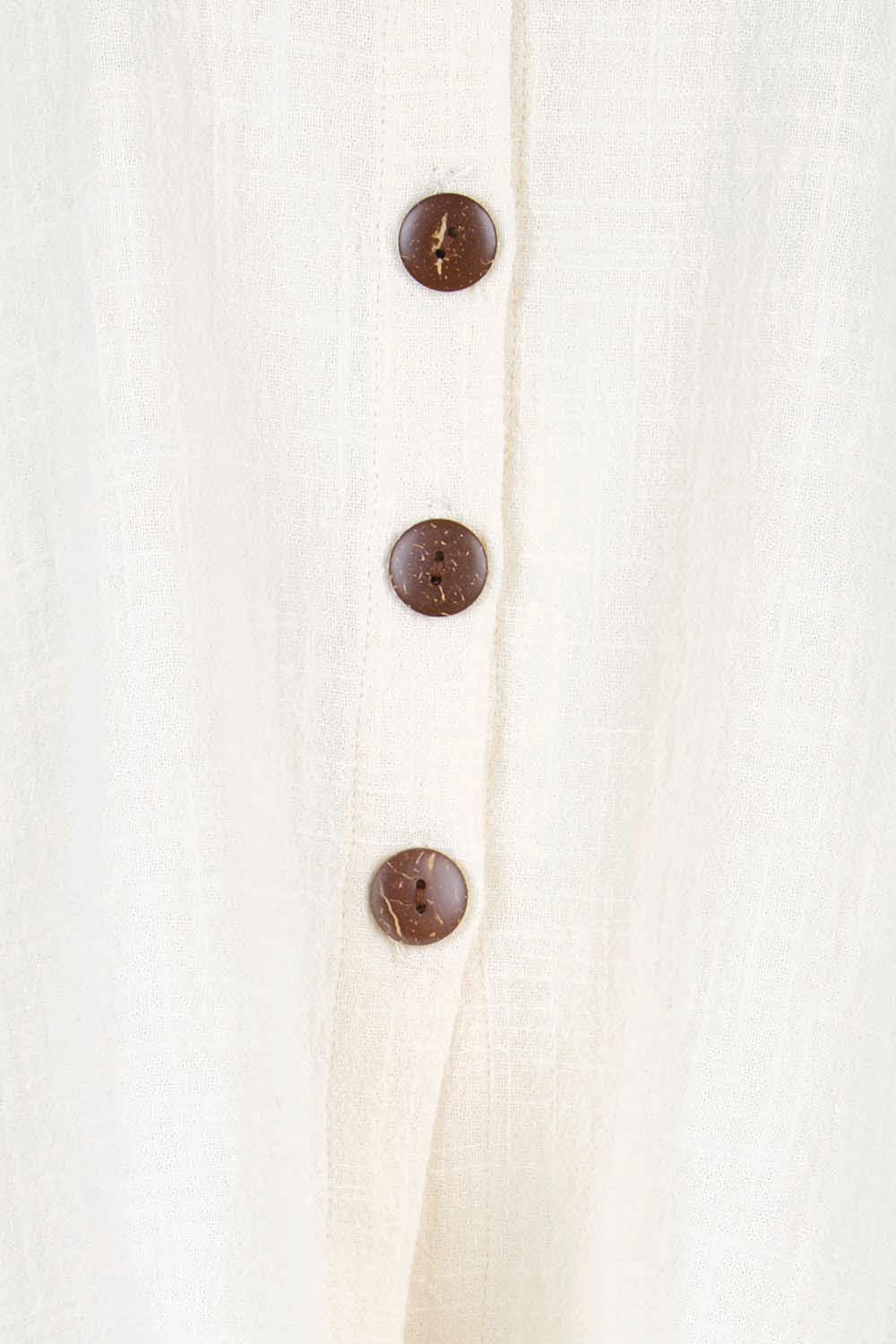 Product shot of the Cute As A Button Cotton Shirt - Birch in colour Birch, showing detail