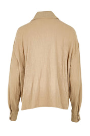 Product shot of the Cute As A Button Cotton Shirt - Rock in colour Rock, from the back