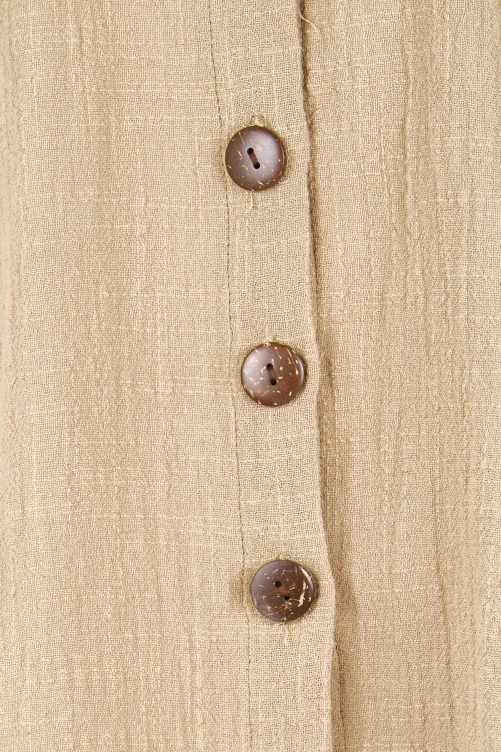 Product shot of the Cute As A Button Cotton Shirt - Rock in colour Rock, showing detail