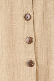 Product shot of the Cute As A Button Cotton Shirt - Rock in colour Rock, showing detail