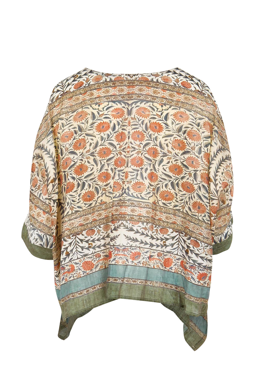 Product shot of the Marrakech Cape Top - Greenfleur in colour Greenfleur, from the back