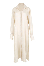 Product shot of the Floating Through The Day Maxi Shirt - Sand in colour Sand, from the front