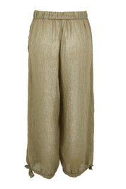 Product shot of the Floating Through The Day Pants  - Olive in colour Olive, from the back