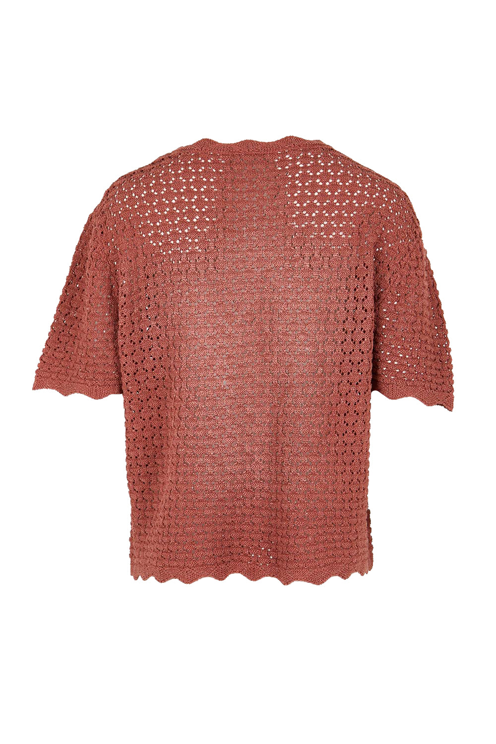 Product shot of the Sunset Stroll Knit Top - Rosewood in colour Rosewood, from the back