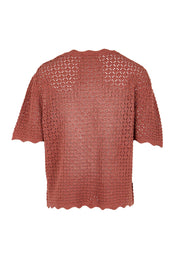 Product shot of the Sunset Stroll Knit Top - Rosewood in colour Rosewood, from the back