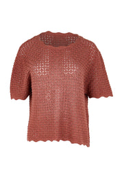 Product shot of the Sunset Stroll Knit Top - Rosewood in colour Rosewood, from the front
