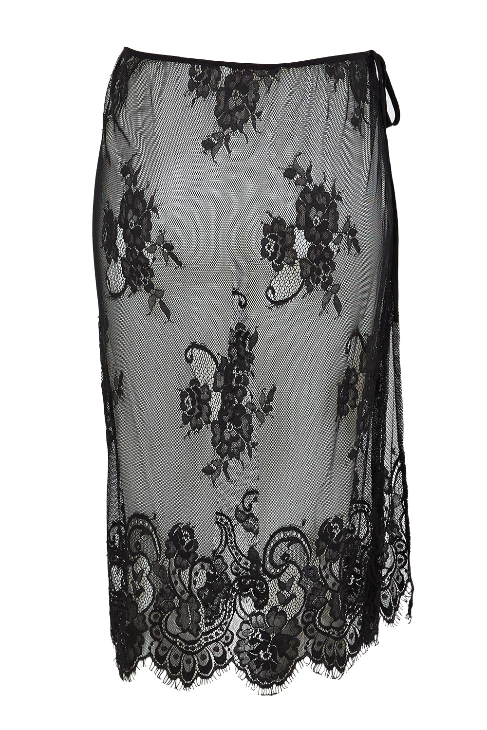 Product shot of the Last Dance Lace Overlay Skirt - Black in colour Black, from the back