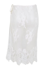Product shot of the Last Dance Lace Overlay Skirt - White in colour White, from the back