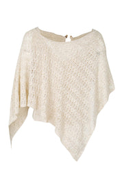 Product shot of the Golden Hour Knit Top And Poncho Set - Natural in colour Natural, from the back